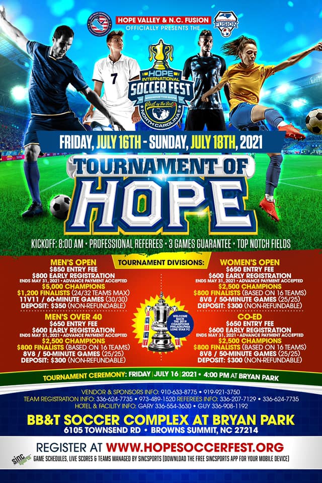 Tournament of Hope in North Carolina Northeast Florida Soccer League
